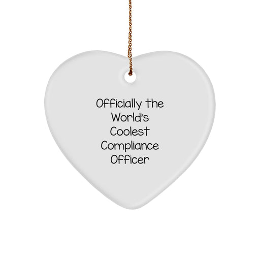 Funny Compliance Officer Heart Ornament Gifts for Men, Compliance Officer Unique Christmas Unique Gifts from Friends, Gifts for the World's Coolest Compliance Officer - Image 1