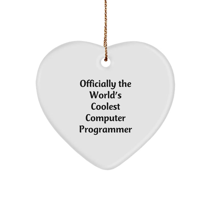 Funny Gifts from Santa for Computer Programmer Men, Heart Ornament Quote Officially The World's Coolest, Unique Christmas Unique Gifts for Programmer - Image 1
