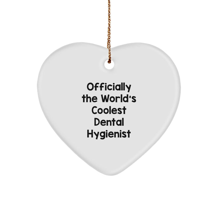Dental Hygienist Gifts from Friends - Officially The World's Coolest - Heart Ornament for Christmas Unique Gifts - Image 1