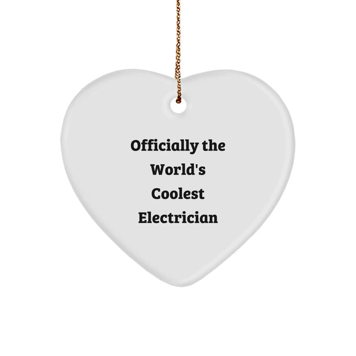 Funny Electrician Gifts, Heart Ornament, Funny Christmas Unique Gifts from Men, Women, Friends, Coworkers, Family for Electrician, Electrician Lover, 'Officially The World's Coolest Electrician' - Image 1