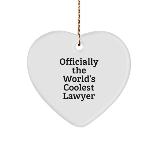 Funny Lawyer Gifts for Men, Officially The World's Coolest Lawyer Heart Ornament, Unique Christmas Unique Gift Ideas from Friends to Lawyer - Image 1