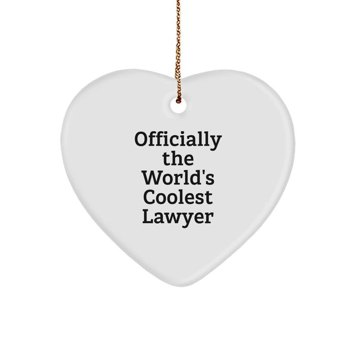 Funny Lawyer Gifts for Men, Officially The World's Coolest Lawyer Heart Ornament, Unique Christmas Unique Gift Ideas from Friends to Lawyer - Image 1