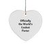 Funny 'Officially The World's Coolest Porter' Heart Ornament Gifts from Men to Porter Friends for Christmas Unique Gifts - Image 1