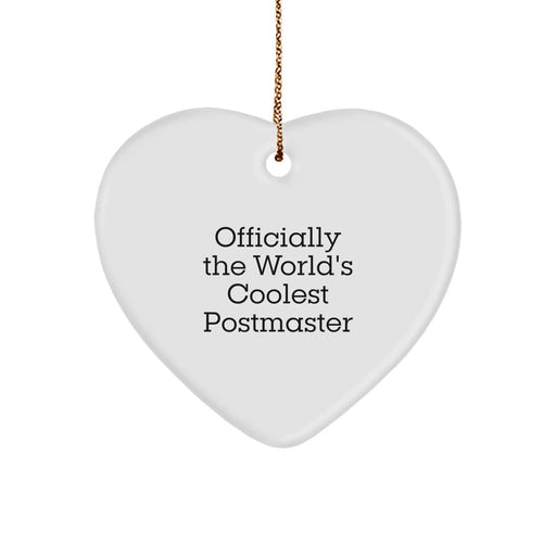 Fun Heart Ornament Gifts from Family to Postmaster, Officially The World's Coolest Postmaster Christmas Unique Gifts, Heart Shaped MDF Decorations - Image 1