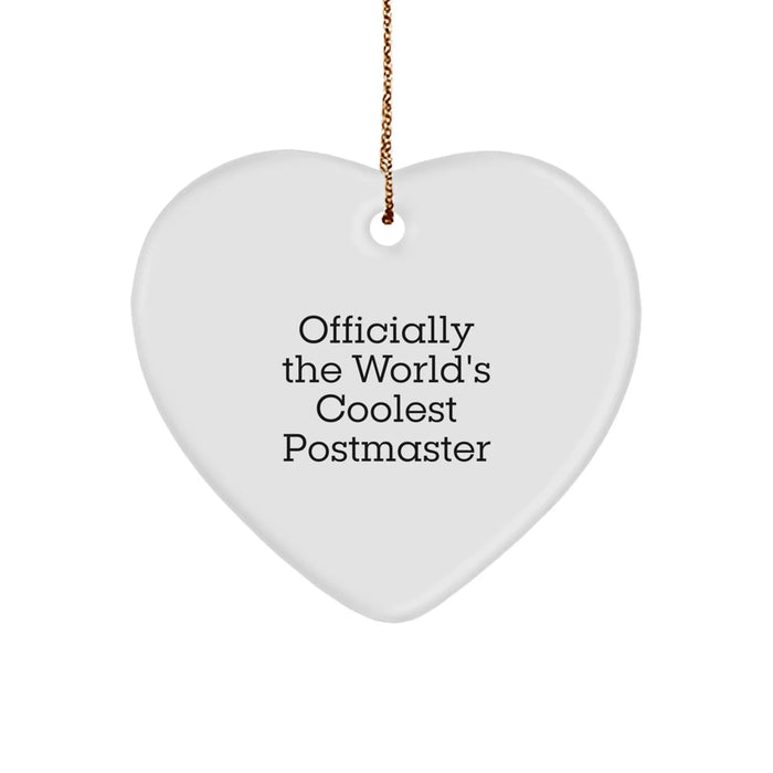 Fun Heart Ornament Gifts from Family to Postmaster, Officially The World's Coolest Postmaster Christmas Unique Gifts, Heart Shaped MDF Decorations - Image 1