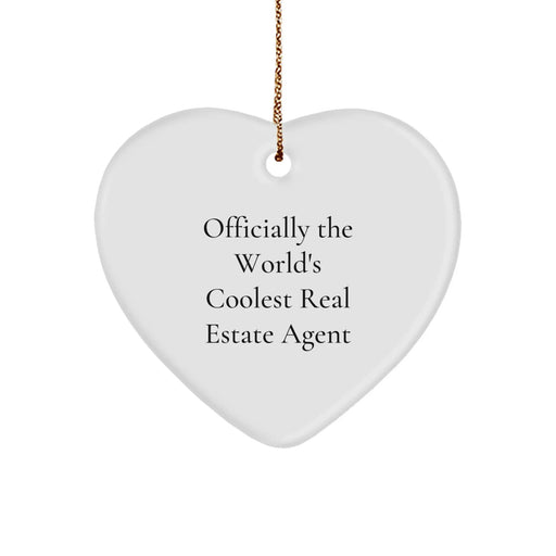 Funny Real Estate Agent Gifts, Officially The World's Coolest Heart Ornament, Christmas Unique Presents from Friends and Family - Image 1