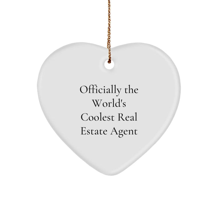 Funny Real Estate Agent Gifts, Officially The World's Coolest Heart Ornament, Christmas Unique Presents from Friends and Family - Image 1