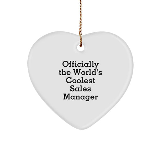 Funny Sales Manager Gifts for Men - 'Officially The World's Coolest Sales Manager' Heart Ornament, Christmas Unique Gifts from Friends, Coworkers, Family - Image 1