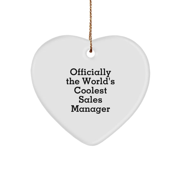 Funny Sales Manager Gifts for Men - 'Officially The World's Coolest Sales Manager' Heart Ornament, Christmas Unique Gifts from Friends, Coworkers, Family - Image 1
