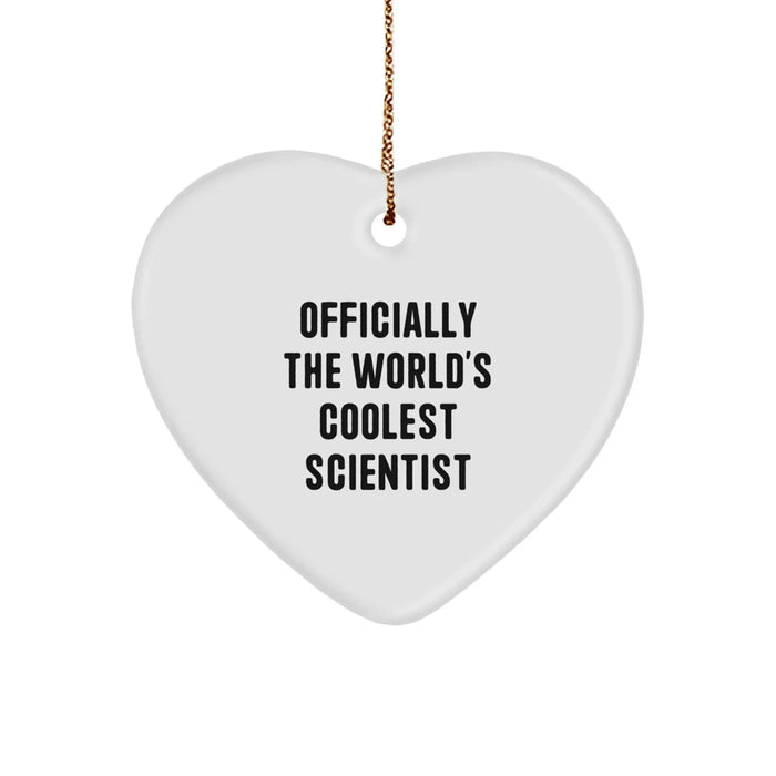 Funny Scientist Gifts for Christmas - 'Officially The World's Coolest Scientist' Heart Ornament, Gifts from Friends to Family Scientist - Image 1