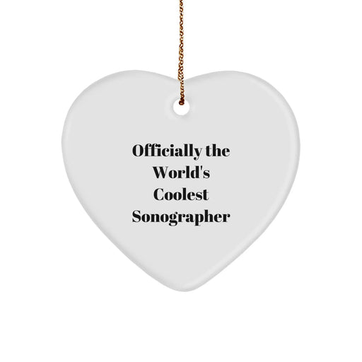 Funny Sonographer Gifts from Friends and Family Officially The World's Coolest Sonographer Heart Ornament for Sonographer - Image 1