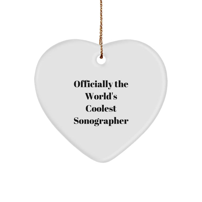 Funny Sonographer Gifts from Friends and Family Officially The World's Coolest Sonographer Heart Ornament for Sonographer - Image 1