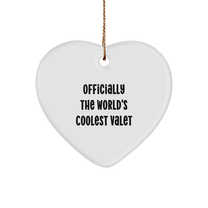 Funny Valet Gifts from Men for Friends - Officially The World's Coolest Valet Heart Ornament, Christmas Unique Gifts for Valet Men - Image 1