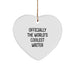 Funny 'Officially The World's Coolest Writer' Writer Heart Ornament Gift from Friends and Family for Christmas Unique Gifts - Image 1
