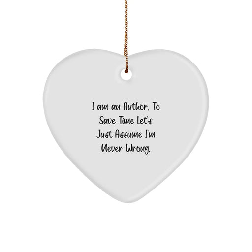 Funny Author Gifts from Friends, Heart Ornament for Authors Men Women, Unique Christmas Memorable Presents for Author Friends - Image 1