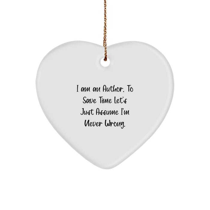 Funny Author Gifts from Friends, Heart Ornament for Authors Men Women, Unique Christmas Memorable Presents for Author Friends - Image 1