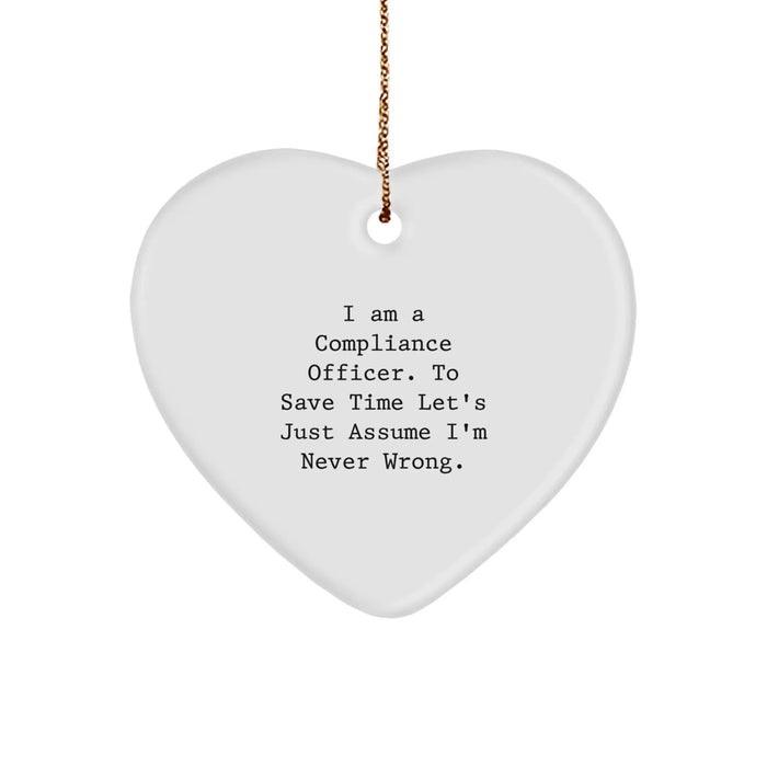 Compliance Officer Heart Ornament, Funny Gift for Compliance Officer Friends, Christmas Unique Gifts from Men to Compliance Officer - Image 1