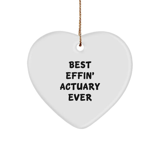 Funny Actuary Gifts, Heart Ornament for Actuary Friends, 'Best Effin' Actuary Ever' Christmas Unique Gifts from Friends to Actuary Family - Image 1