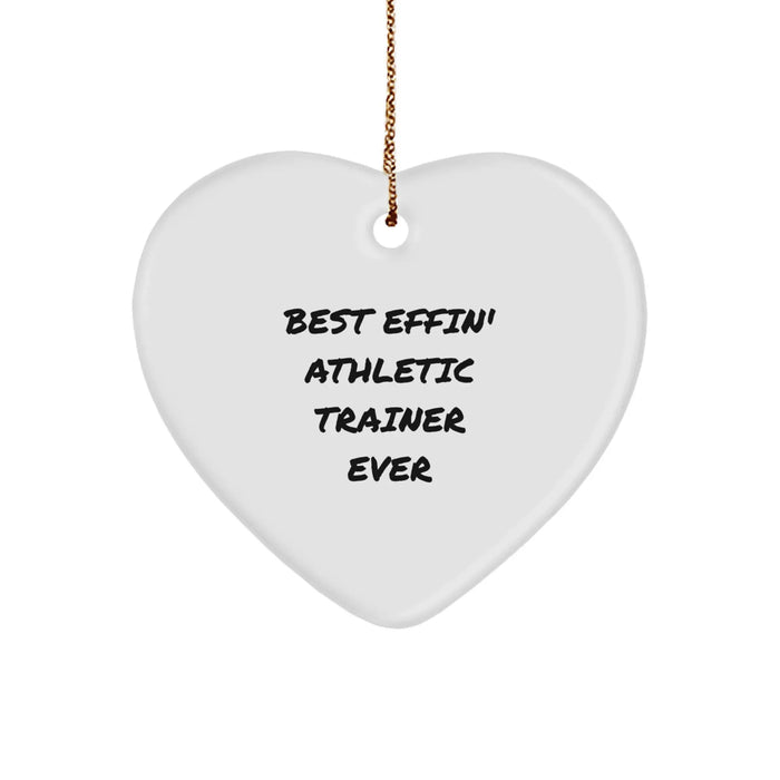 Funny Athletic Trainer Gifts from Friends for Men - Best Effin' Ever Heart Ornament, Christmas Unique - Image 1