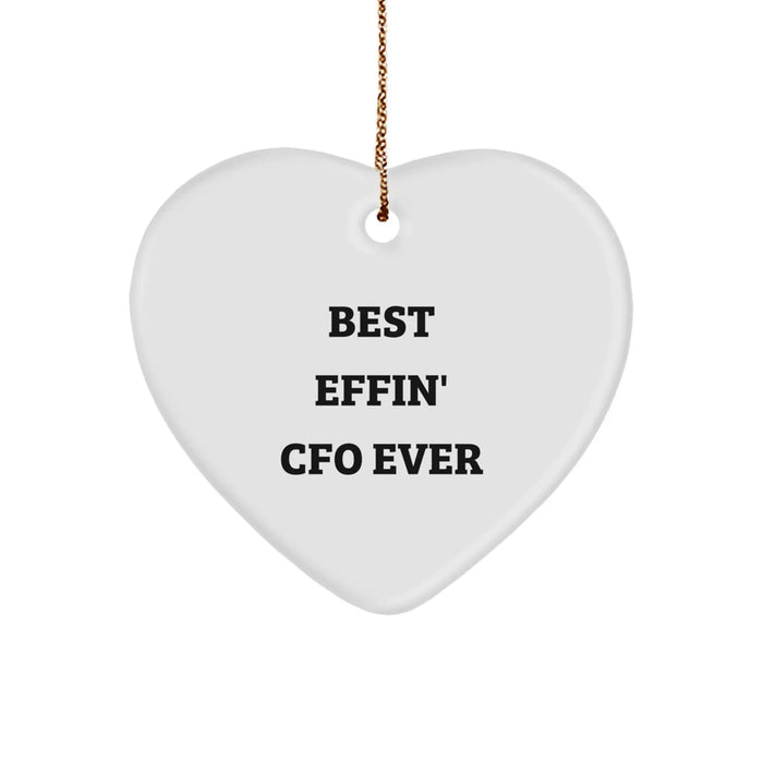 Funny CFO Gifts from Friends, Heart Ornament for Best Effin' Cfo Ever, Christmas Unique - Image 1
