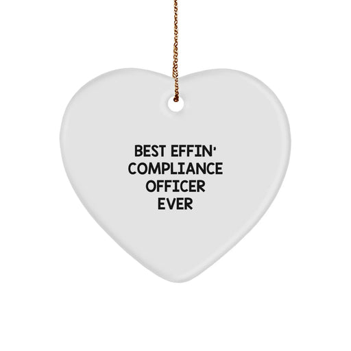 Funny Compliance Officer Gifts, Best Effin' Compliance Officer Ever Heart Ornament, Christmas Unique Gifts for Compliance Officers - Image 1