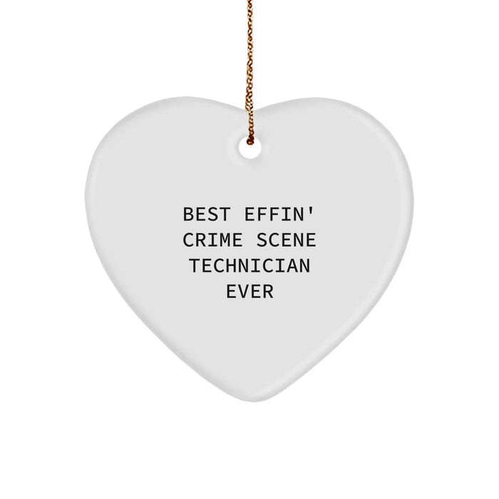Funny Crime Scene Technician Gifts from Friends for Men Unique Christmas Ornament Heart Shaped Best Effin' Ever - Image 1