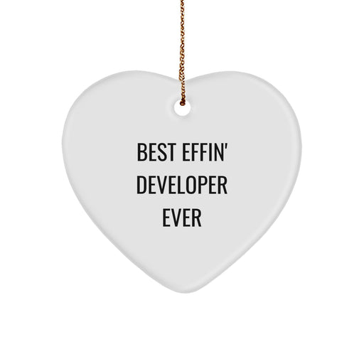 Funny Developer Gifts from Friends, Heart Ornament for Best Effin' Developer Ever, Christmas Unique Gifts for Men - Image 1