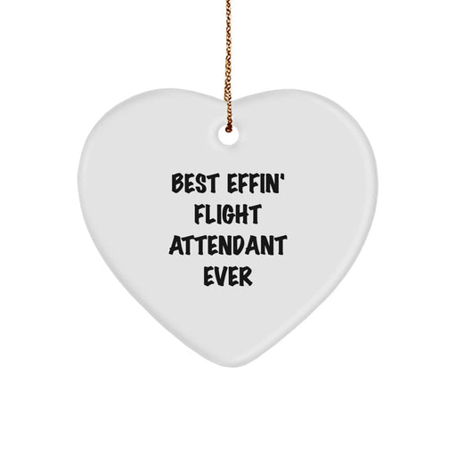Flight Attendant Heart Ornament Gifts from Friends, Funny Christmas Unique Gifts for Flight Attendants, Best Effin' Flight Attendant Ever - Image 1