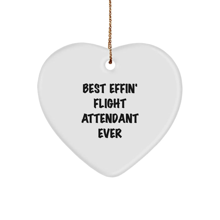 Flight Attendant Heart Ornament Gifts from Friends, Funny Christmas Unique Gifts for Flight Attendants, Best Effin' Flight Attendant Ever - Image 1