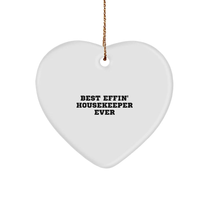 Funny Housekeeper Gifts from Men for Best 'Effin' Housekeeper Ever Heart Ornament, Unique Christmas Unique Gifts for Housekeeper - Image 1