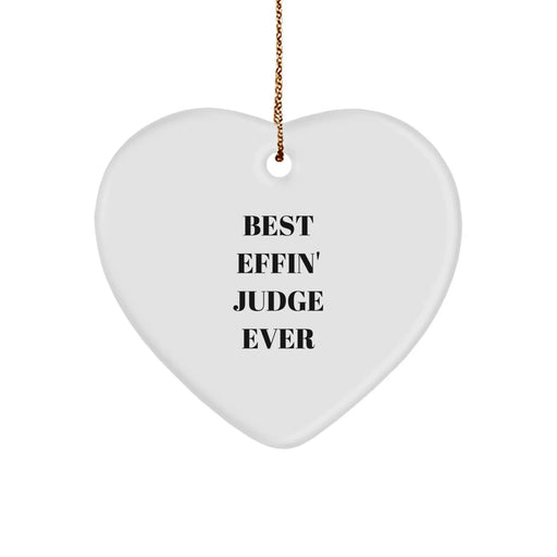 Funny Judge Heart Ornament Gifts from Men for Best Effin' Judge Ever Love, Heart Shaped Decorations for Christmas Unique Gifts - Image 1
