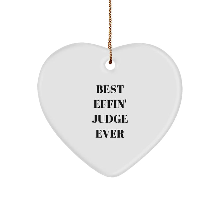 Funny Judge Heart Ornament Gifts from Men for Best Effin' Judge Ever Love, Heart Shaped Decorations for Christmas Unique Gifts - Image 1