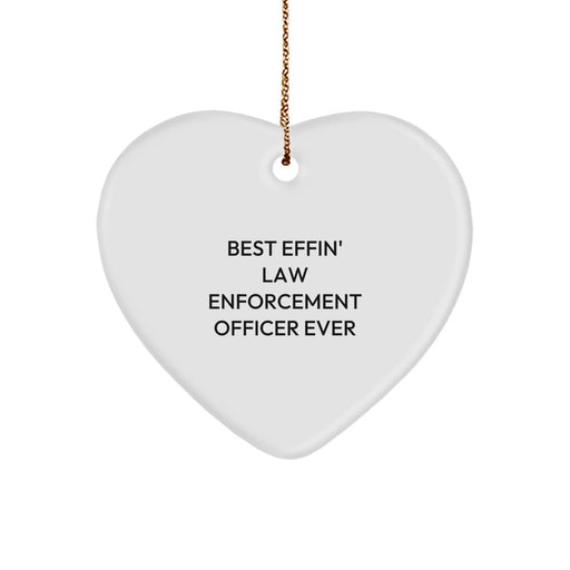 Funny Law Enforcement Officer Gifts from Family - Best Effin' Officer Ever Heart Ornament, Christmas Unique Gifts for Men, Women, or Coworkers - Image 1