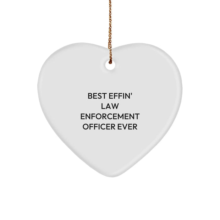 Funny Law Enforcement Officer Gifts from Family - Best Effin' Officer Ever Heart Ornament, Christmas Unique Gifts for Men, Women, or Coworkers - Image 1