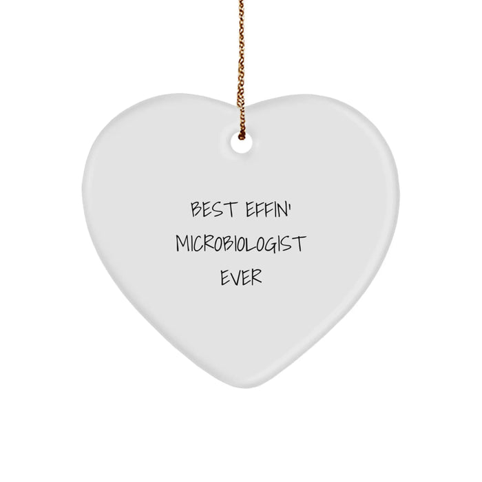 Funny Microbiologist Heart Ornament Gifts for Men, Women, Friends, Coworkers, Family, Best Effin' Microbiologist Ever Christmas Unique Presents from Loved Ones - Image 1