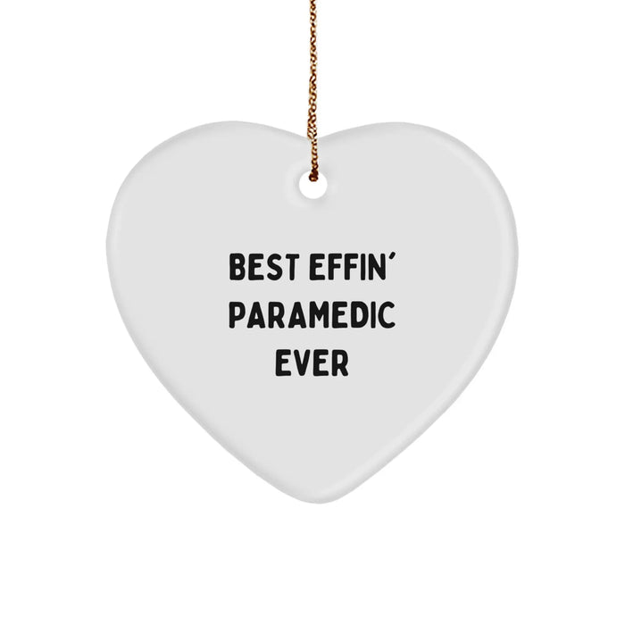 Funny Rescue Worker Gifts from Friends, Best Effin' Rescue Worker Ever Heart Ornament for Rescue Worker, Christmas Unique Gifts - Image 1
