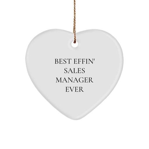 Funny Sales Manager Gifts for Men - 'Best Effin' Sales Manager Ever' Heart Ornament, Christmas Unique Gifts from Friends, Coworkers, Family - Image 1