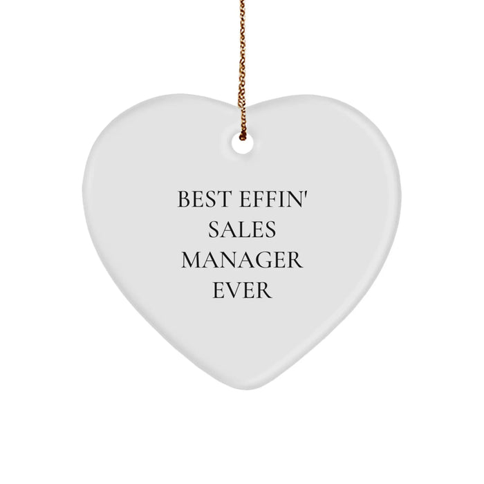 Funny Sales Manager Gifts for Men - 'Best Effin' Sales Manager Ever' Heart Ornament, Christmas Unique Gifts from Friends, Coworkers, Family - Image 1