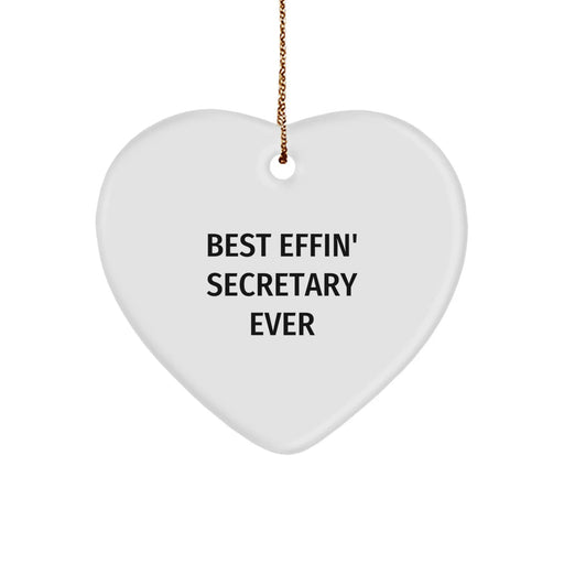 Funny Secretary Gifts from Men for Women - Best Effin' Secretary Ever Heart Ornament, Christmas Unique Decorations - Image 1