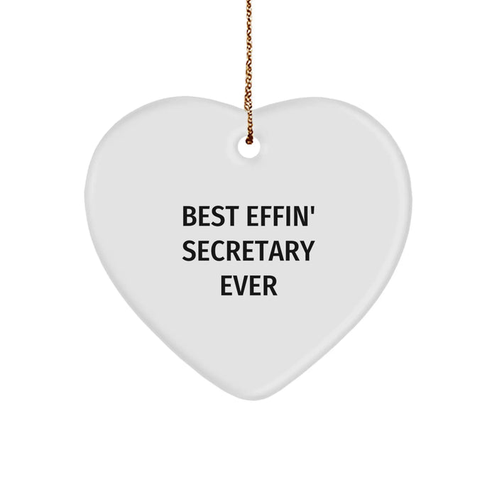 Funny Secretary Gifts from Men for Women - Best Effin' Secretary Ever Heart Ornament, Christmas Unique Decorations - Image 1