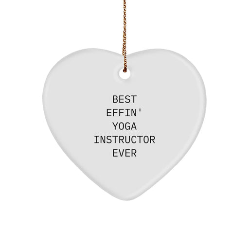 Funny Yoga Instructor Gifts from Men for Best Effin' Yoga Instructor Ever Heart Ornament, Christmas Unique Gifts for Yoga Instructors - Image 1