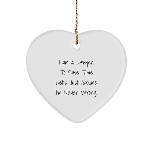 Funny Lawyer Gifts for Men, Christmas Unique Gifts from Friends, Heart Ornament - Image 1