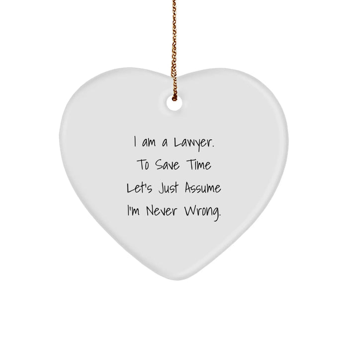 Funny Lawyer Gifts for Men, Christmas Unique Gifts from Friends, Heart Ornament - Image 1