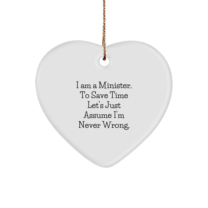 Funny Minister Christmas Heart Ornament Gifts from Men to Minister Friends - Image 1
