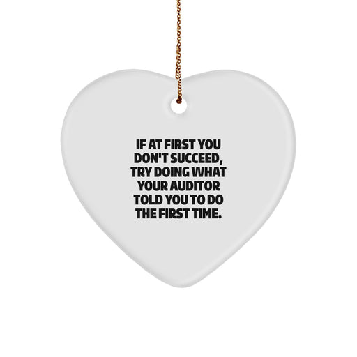 Funny Auditor Gifts for Men, Heart Ornament Christmas Unique Presents from Friends and Family, Auditor Heart Shaped Decoration - Image 1