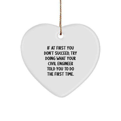 Funny Civil Engineer Gifts from Men, Heart Ornament for Civil Engineer, Christmas Unique Gifts for Civil Engineer Friends - Image 1