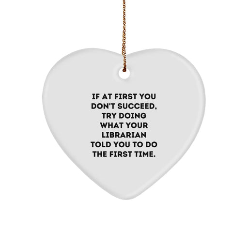 Funny Librarian Gifts from Friends for Librarian - Heart Ornament - Christmas Unique Gifts - Librarian Heart Shaped Decoration - Image 1