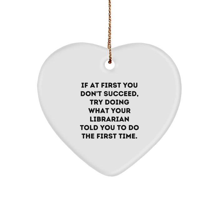 Funny Librarian Gifts from Friends for Librarian - Heart Ornament - Christmas Unique Gifts - Librarian Heart Shaped Decoration - Image 1