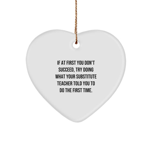 Funny Substitute Teacher Heart Ornament Gifts from Friends for Men Women Coworkers Christmas - Image 1