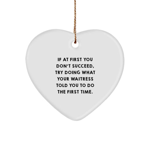 Funny Waitress Gift Idea, Heart Ornament for Her, Christmas Unique Gifts from Friends, Coworkers, Family - Image 1